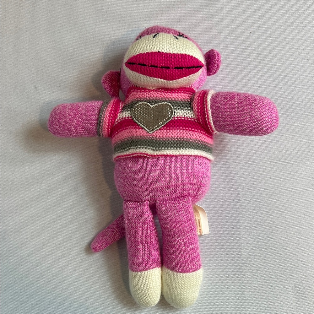 Pink Sock Monkey Plush Toy